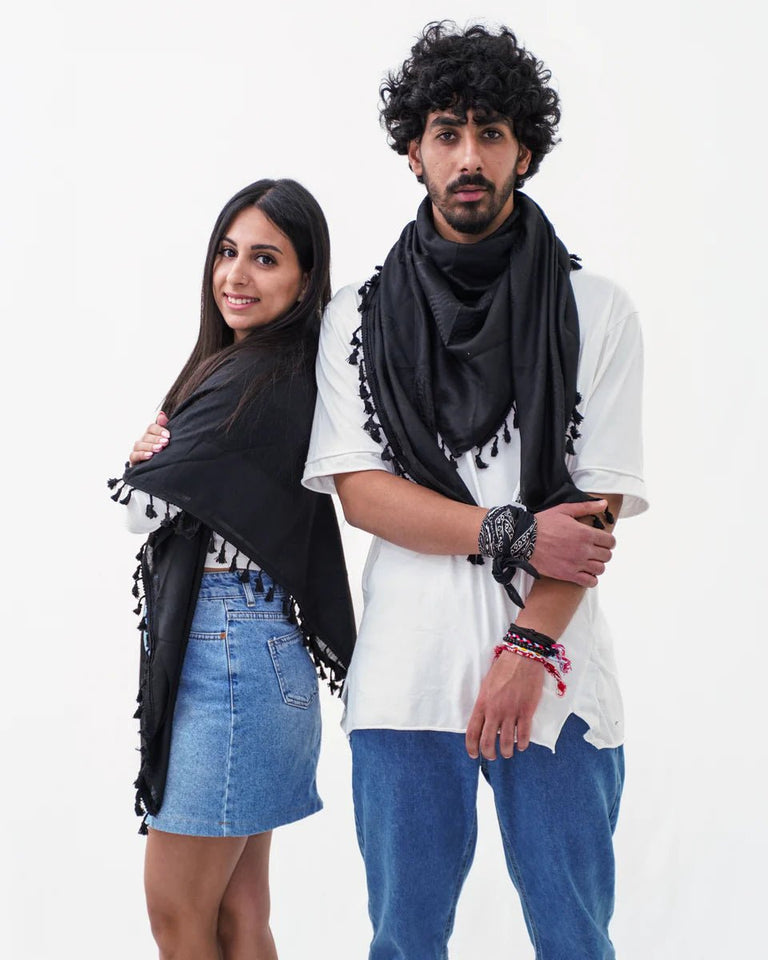 Pure Black Kufiya - PALESTINIAN KUFIYA®
