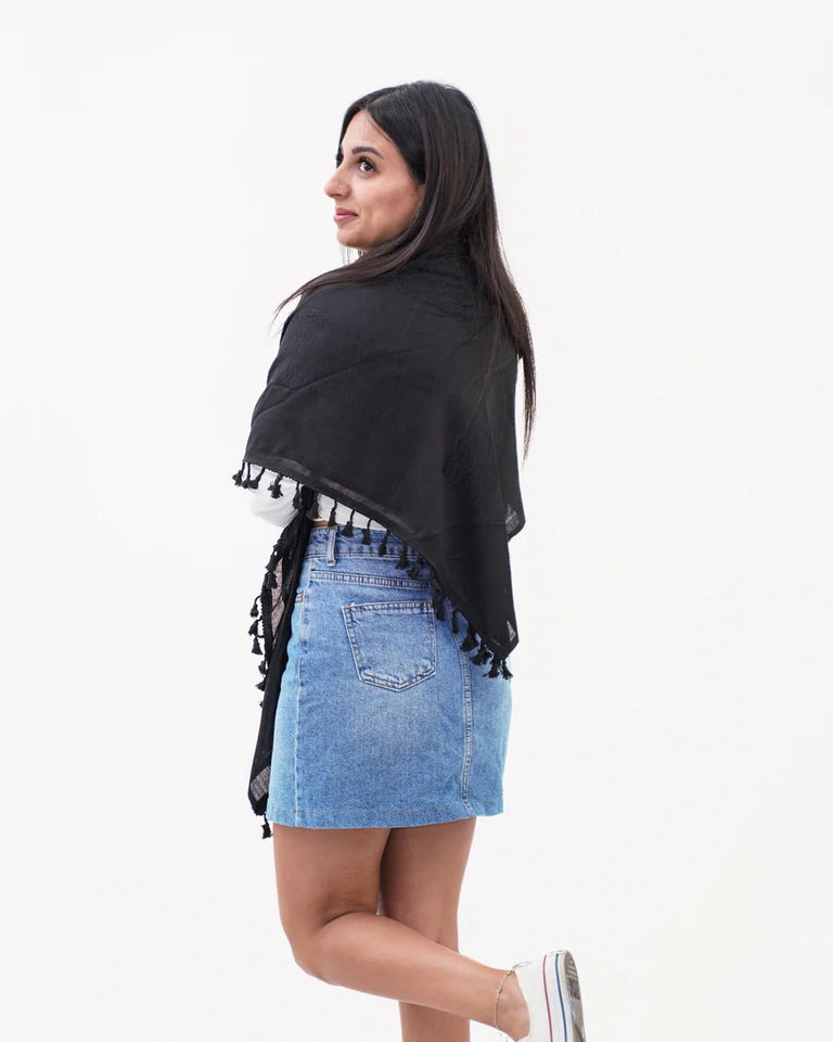 Pure Black Kufiya - PALESTINIAN KUFIYA®