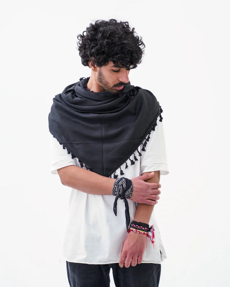 Pure Black Kufiya - PALESTINIAN KUFIYA®