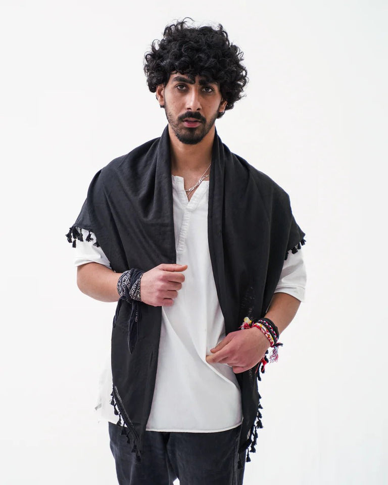 Pure Black Kufiya - PALESTINIAN KUFIYA®