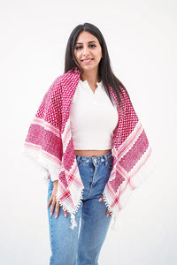 Red & White Kufiya - PALESTINIAN KUFIYA®