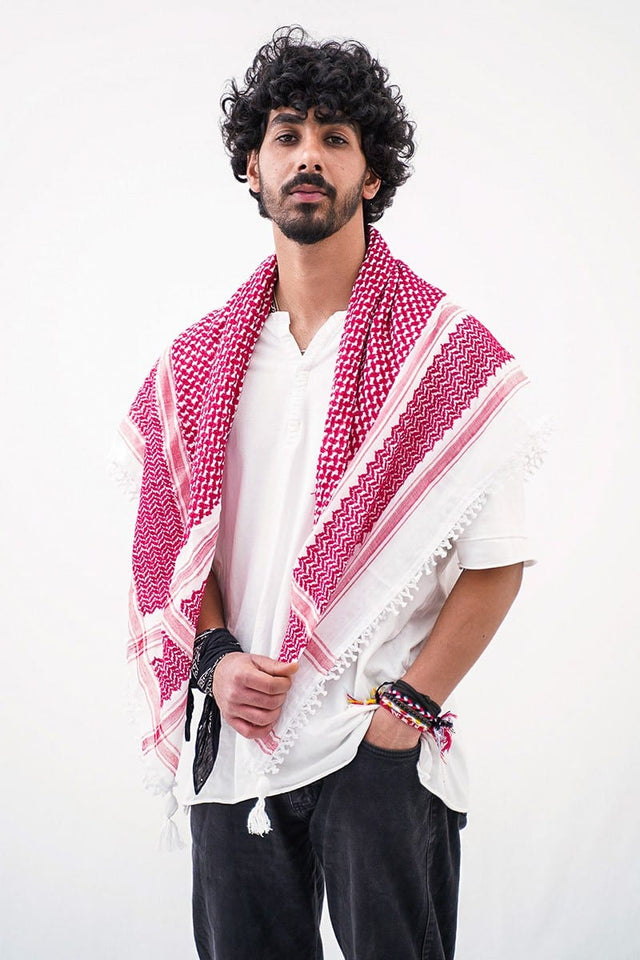 Red & White Kufiya - PALESTINIAN KUFIYA®