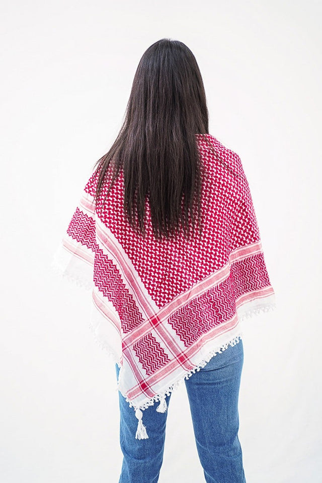 Red & White Kufiya - PALESTINIAN KUFIYA®